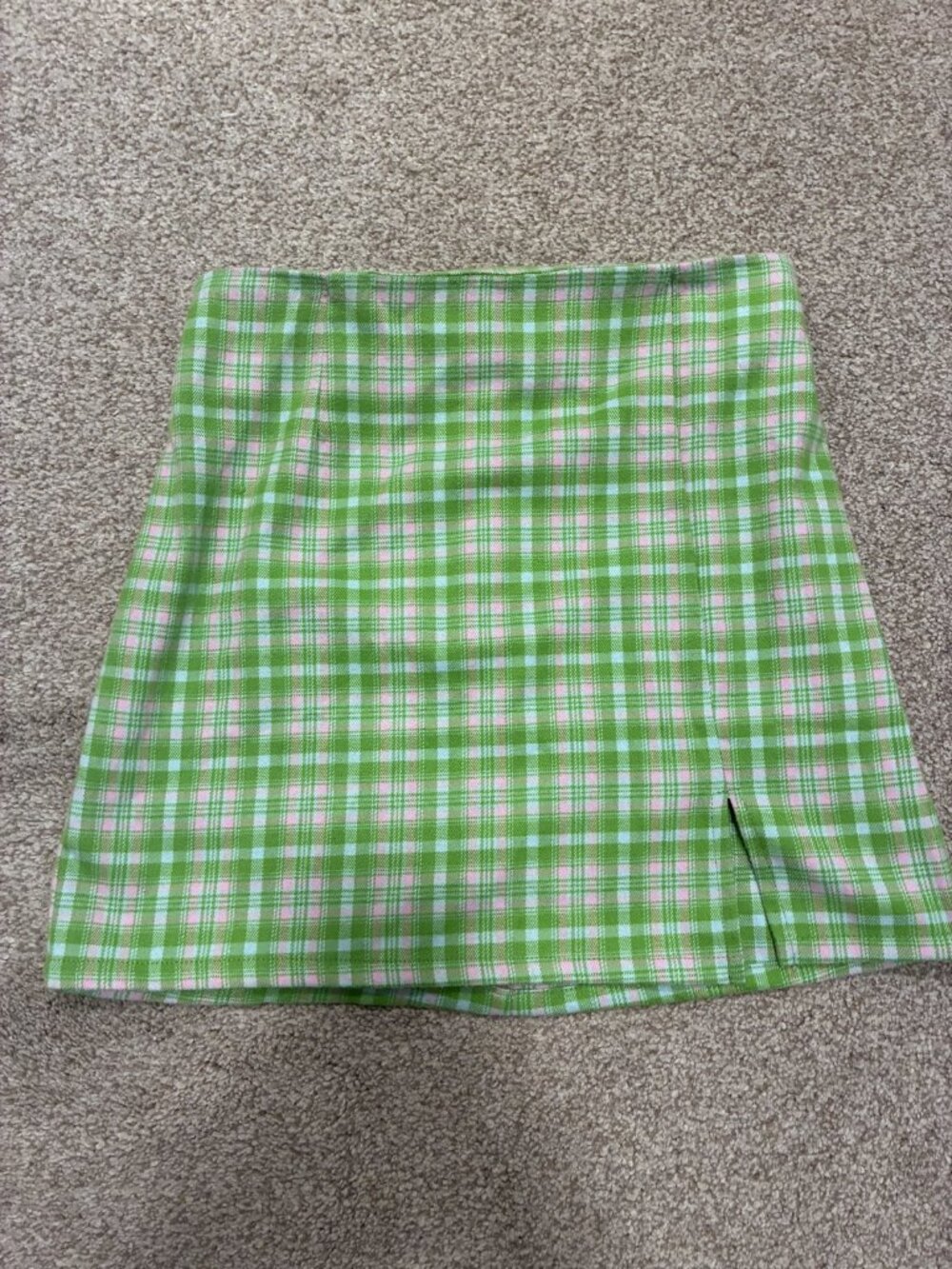 Art Class Green Pink Plaid Mini Skirt Girls L 10/12